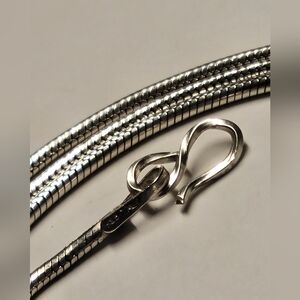 20" Solid Italian Sterling Silver Snake Chain Necklace 1mm thick w/ S Hook Bail